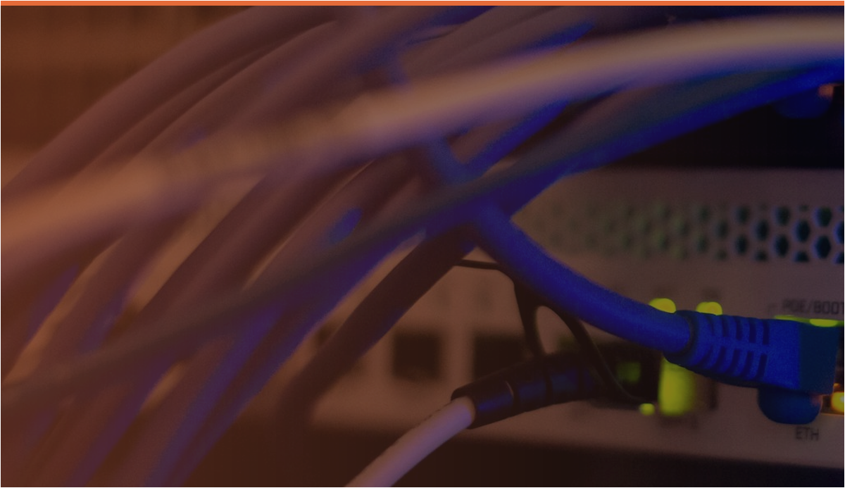 Close-up network router and cables for network security review